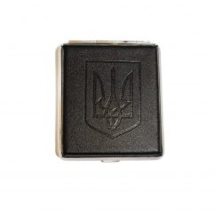 портсигар металлический кожа Герб Украины купить